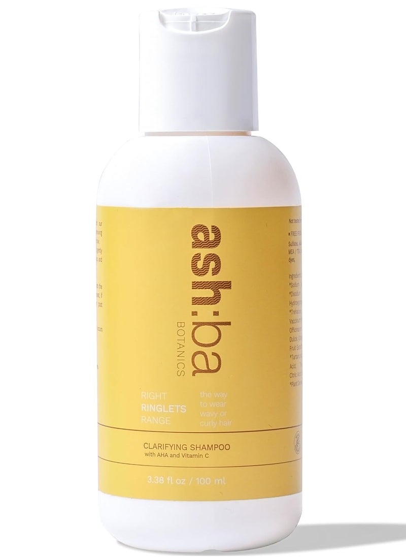 Ashba Botanics Clarifying Shampoo for Women & Men with Curly & Wavy Hair | Hard Water Expert To Deeply Cleanse, Remove Buildup & Exfoliate Scalp | with Vitamin C & Natural AHAs | Sulphate Free 100 ml  - Image 1