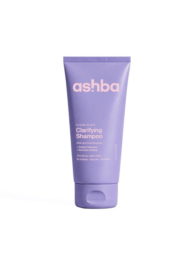 Ashba Botanics Clarifying Shampoo for Curly, Wavy, Frizzy & Dry Hair | Sulfate-Free Deep Cleansing Shampoo | Removes Product Buildup & Hard Water Minerals | With Vitamin C, AHA Fruit Acids & Trehalose | 200ml - Image 1