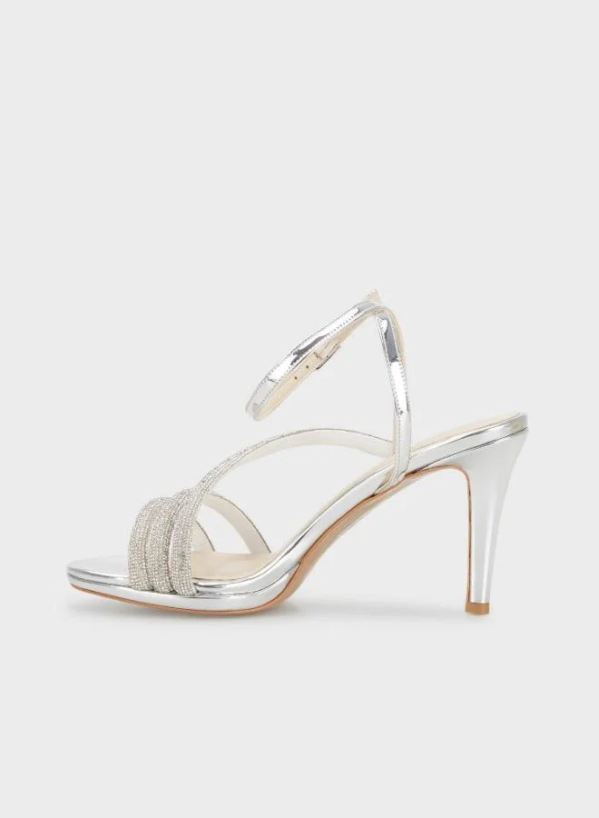 ليلا حذاء سهرة بكعب ليلى مرصع نسائي