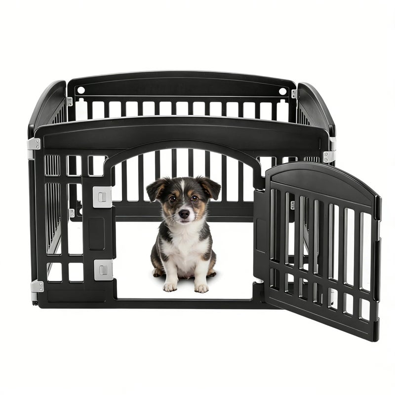 Simple Deluxe 24" 4-Panel Dog Playpen, Durable Pet Playpen with Secure Locking Door for Puppies & Small/Medium Dogs, Portable & Foldable Pet Fence, Black - Image 1