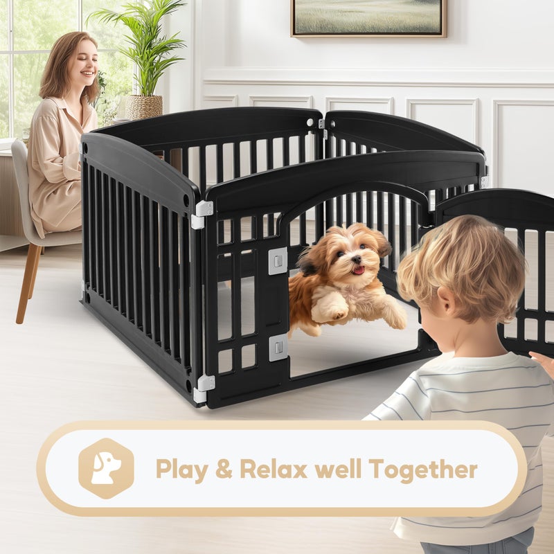 Simple Deluxe 24" 4-Panel Dog Playpen, Durable Pet Playpen with Secure Locking Door for Puppies & Small/Medium Dogs, Portable & Foldable Pet Fence, Black - Image 2