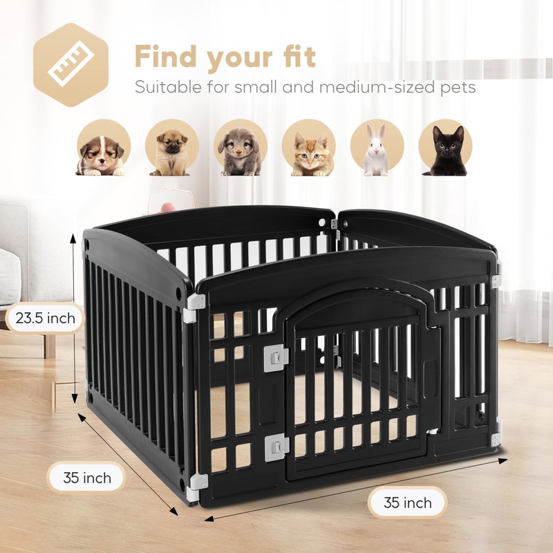 Simple Deluxe 24" 4-Panel Dog Playpen, Durable Pet Playpen with Secure Locking Door for Puppies & Small/Medium Dogs, Portable & Foldable Pet Fence, Black - Image 4