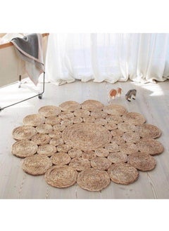 LINGWEI Natural Beige Jute Round Designer Hand Braided Home Decorative Area Rug Living room Area rug Indoor Outdoor Carpet 120x120cm  - Image 5