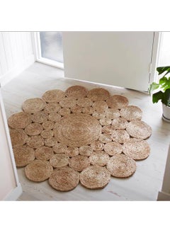 LINGWEI Natural Beige Jute Round Designer Hand Braided Home Decorative Area Rug Living room Area rug Indoor Outdoor Carpet 120x120cm  - Image 4