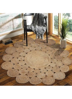 LINGWEI Natural Beige Jute Round Designer Hand Braided Home Decorative Area Rug Living room Area rug Indoor Outdoor Carpet 120x120cm  - Image 3