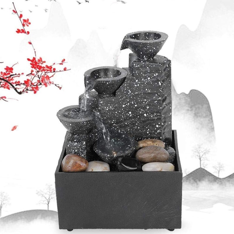 Bukela Fault optimized construction Water Fountain Mini Tabletop USB Water Fountain Desktop Ornament Crafts Zen Meditation Fountains for Indoor Home Office Table Decoration Holiday Foldable - Image 3