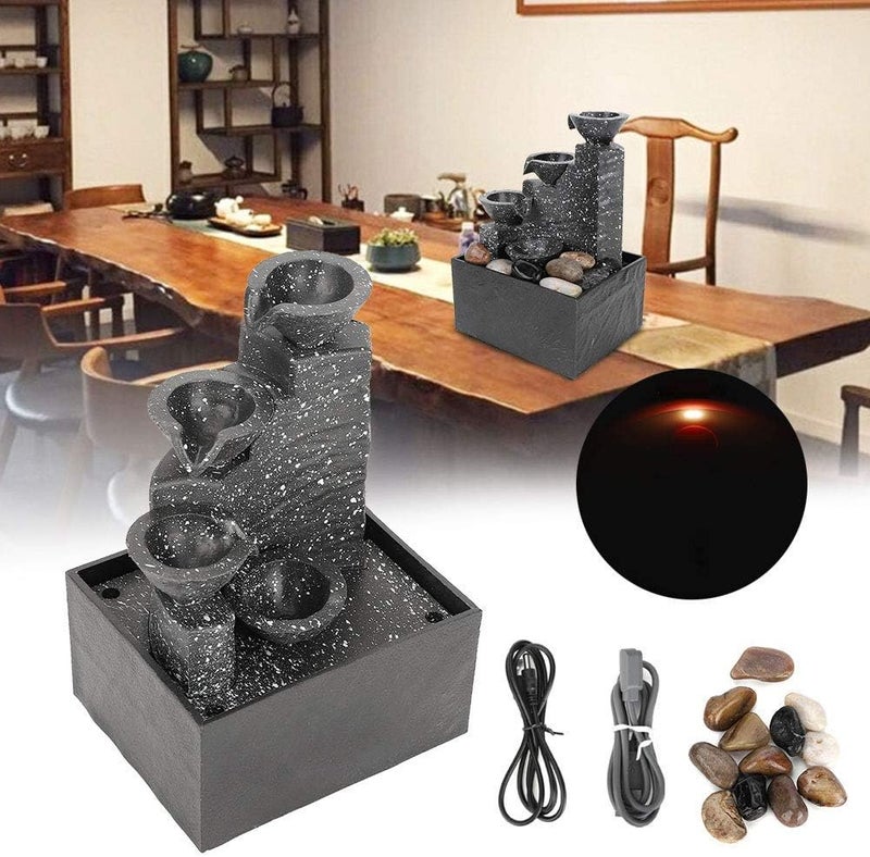Bukela Fault optimized construction Water Fountain Mini Tabletop USB Water Fountain Desktop Ornament Crafts Zen Meditation Fountains for Indoor Home Office Table Decoration Holiday Foldable - Image 5