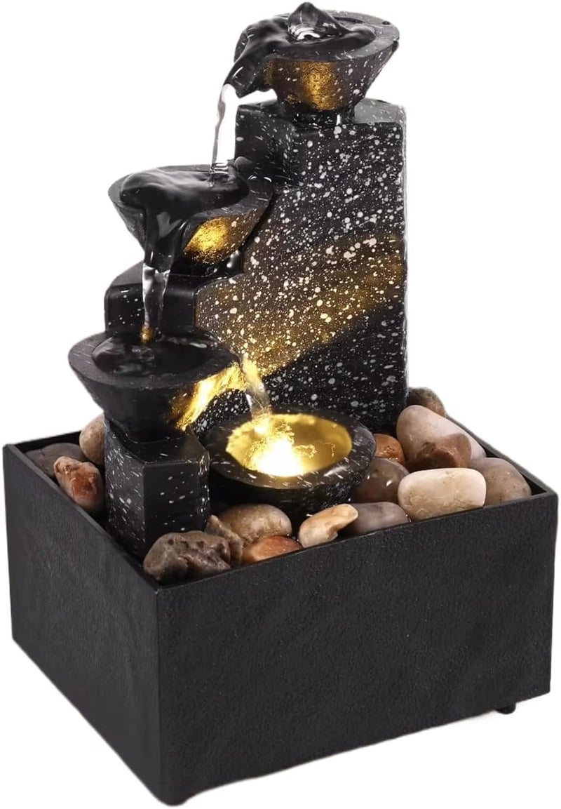 Bukela Fault optimized construction Water Fountain Mini Tabletop USB Water Fountain Desktop Ornament Crafts Zen Meditation Fountains for Indoor Home Office Table Decoration Holiday Foldable - Image 1