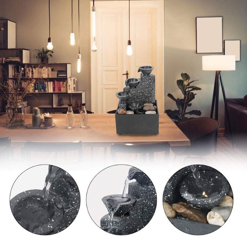 Bukela Fault optimized construction Water Fountain Mini Tabletop USB Water Fountain Desktop Ornament Crafts Zen Meditation Fountains for Indoor Home Office Table Decoration Holiday Foldable - Image 4