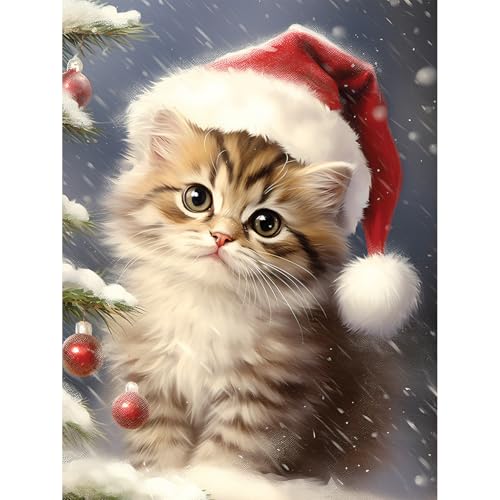 Bits and Pieces Christmas Kitten Puzzles for Adults Large Pieces Cute Kitten in Santa Hat Random Die Cut No 2 Pieces Alike 300 Piece Puzzle - Image 1