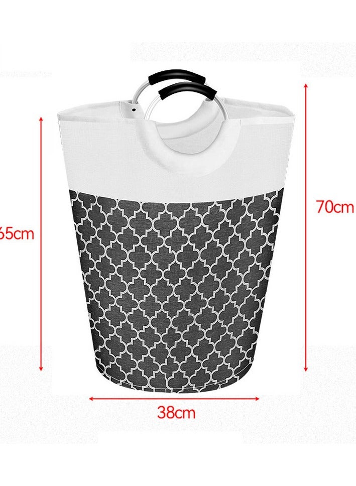 Hanayo 2 Pack Laundry Baskets Waterproof Foldable Bag Organizer Basket with Carry Handles Storage Basket for Clothes Toys Dirty Clothes(Grey+Black） - Image 2