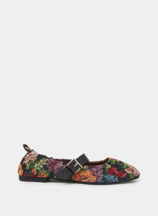 Printed Round Toe Ballerina Shoes