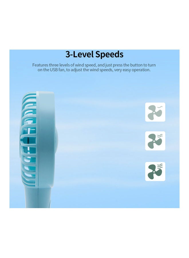 إسكدنيا مروحة K62 صغيرة محمولة باليد وقابلة للشحن بمنفذ USB مزودة ب 3 مستويات للسرعة وتوفر شحناً لاسلكياً للهواتف المحمولة أزرق - Image 4