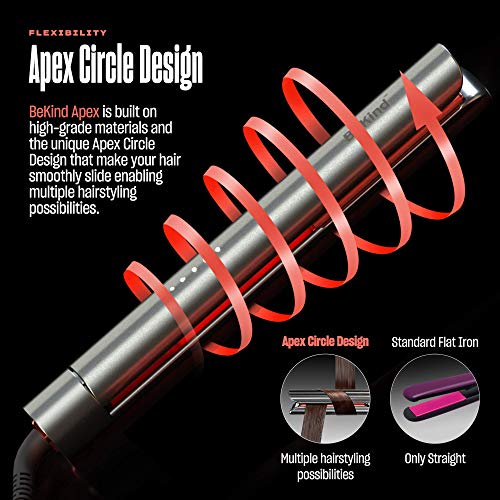 Bekind Apex 2-in-1 Hair Straightener Flat Iron | 1“ 460°F Straightener and Curler for All Hairstyles | UltraSmooth Tech | 15s Fast Heating & Temp Memory | Gift Set for Girls Wome (Galaxy Gray) - Image 2