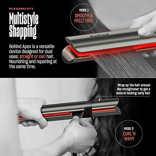 Bekind Apex 2-in-1 Hair Straightener Flat Iron | 1“ 460°F Straightener and Curler for All Hairstyles | UltraSmooth Tech | 15s Fast Heating & Temp Memory | Gift Set for Girls Wome (Galaxy Gray) - Image 5