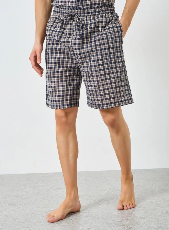 Styli  Men Cotton Checked Shirt and Shorts Set for Men | Best Price UAE