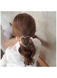 Yheakne Yheakne Metal Heart Hair Slide Clip Hollow Heart Silver Hair Clip Vintage Hair Slide Pin Bun Holder Alloy Bobby Pin Metal Hair Accessories for Women and Gilrs 