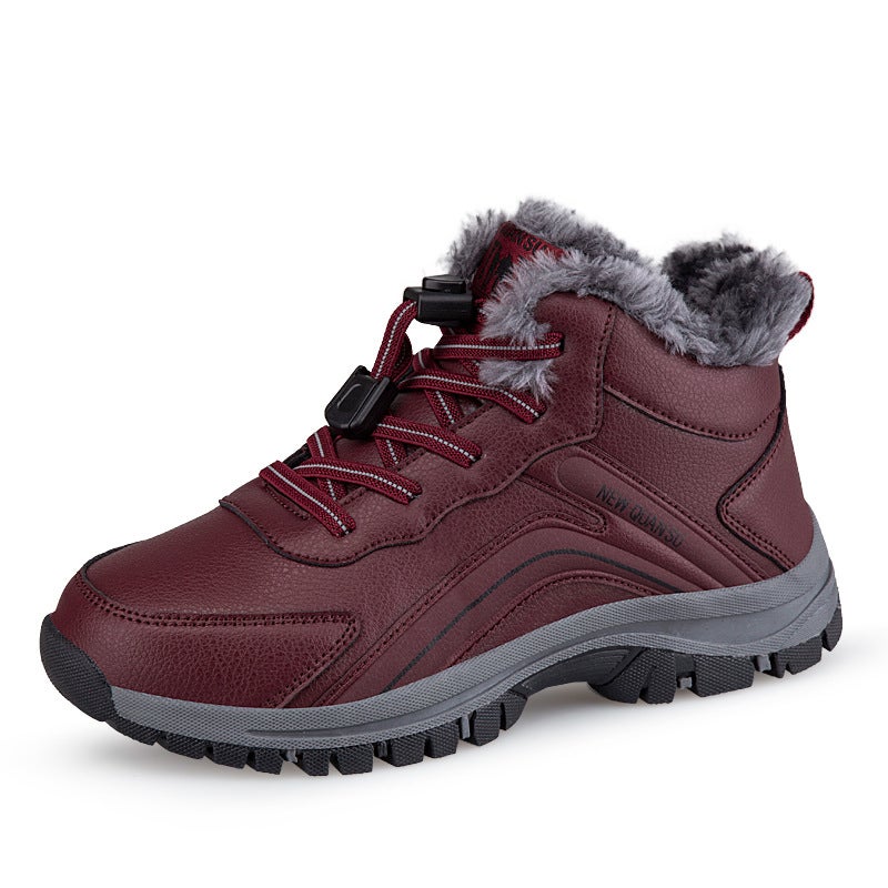 Fleece-Lined Thickened Shoes For The Elderly Men And Women Middle-Aged Leather Walking Shoes Non-Slip Warm Snow Shoes Boots - Image 3