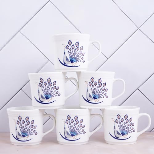 UPC U.P.C. Ceramic Tea Cups Set of 6| Microwave & Dishwasher Safe Cup Set of 6 for Tea & Coffee | Premium Coffee Mugs Set of 6 | Stylish Cups & Mugs for Home & Office with Bone-Ash Free-150ml. - Image 1