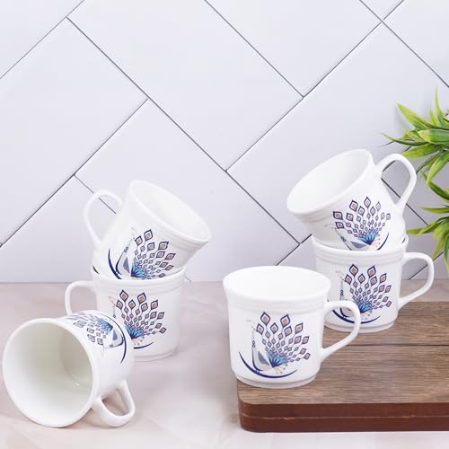 UPC U.P.C. Ceramic Tea Cups Set of 6| Microwave & Dishwasher Safe Cup Set of 6 for Tea & Coffee | Premium Coffee Mugs Set of 6 | Stylish Cups & Mugs for Home & Office with Bone-Ash Free-150ml. - Image 3
