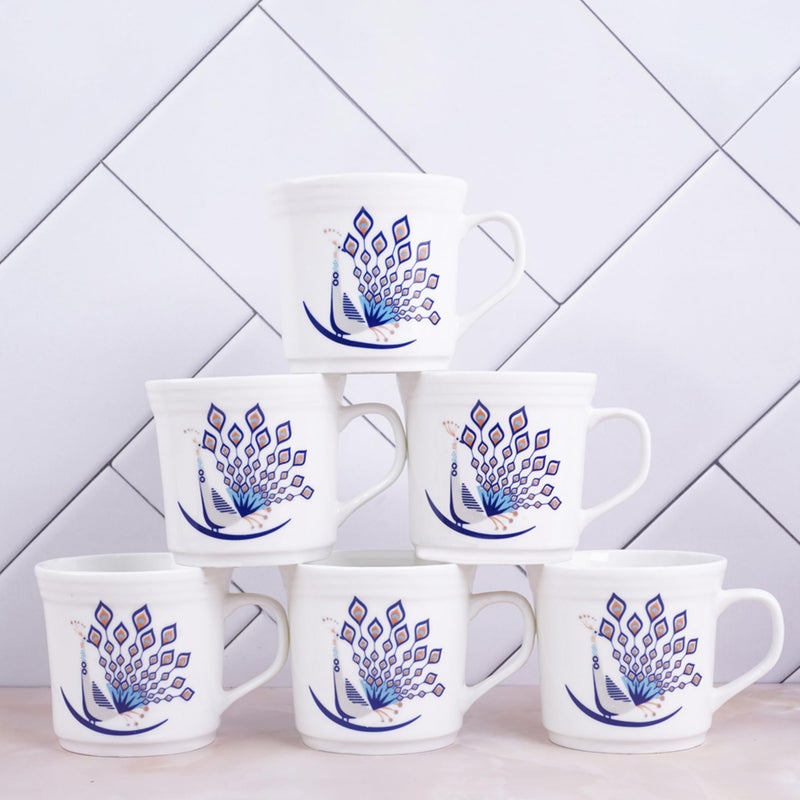 UPC U.P.C. Ceramic Tea Cups Set of 6| Microwave & Dishwasher Safe Cup Set of 6 for Tea & Coffee | Premium Coffee Mugs Set of 6 | Stylish Cups & Mugs for Home & Office with Bone-Ash Free-150ml. - Image 5