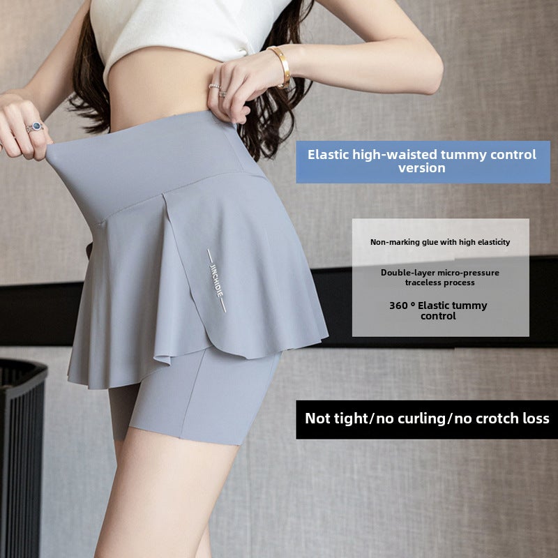 Plus Size Faux Skirt Leggings with Pockets Black  - Image 4