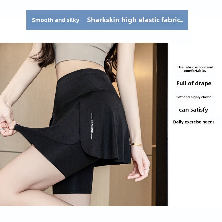 Plus Size Faux Skirt Leggings with Pockets Black  - Image 3