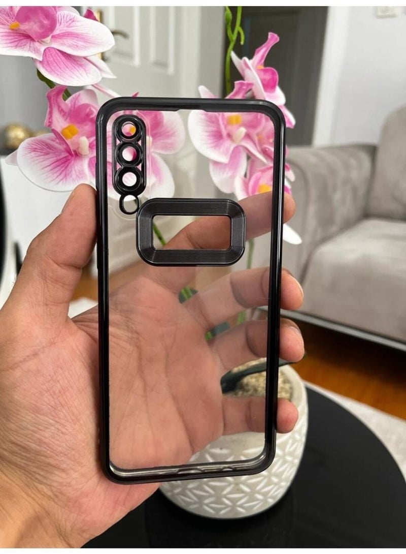 Samsung A50 / A50s / A30s Back Cover CD Chrome Transparent With Camera Lens Protection Blacl edge