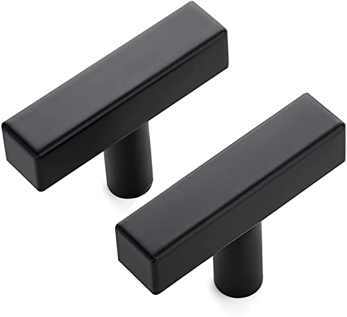 Ravinte 5 Pack Black Square Bar Cabinet Knobs 2 Inch Square Cabinet Pulls Matte Black Single Hole Kitchen Cabinet Handles