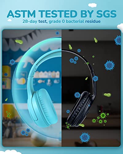 awatrue Kids Headphones for School Travel, 85/94dB Safe Volume Limit, 3.5mm Jack, HD Mic, Portable Wired Headphone with Shareport, Stereo Sound On-Ear Headphones for Toddler Kids Girls Boys Blue - Image 5