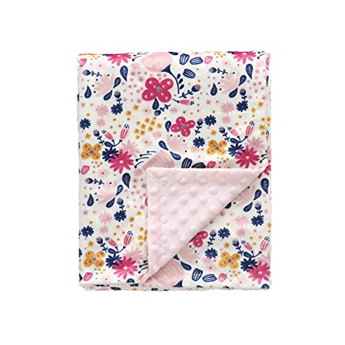 CREVENT Minky Floral Baby Blanket for Girls Soft Plush Receiving Crib Blanket for Newborns Toddlers Bedding  Flowers 30x40 Inches