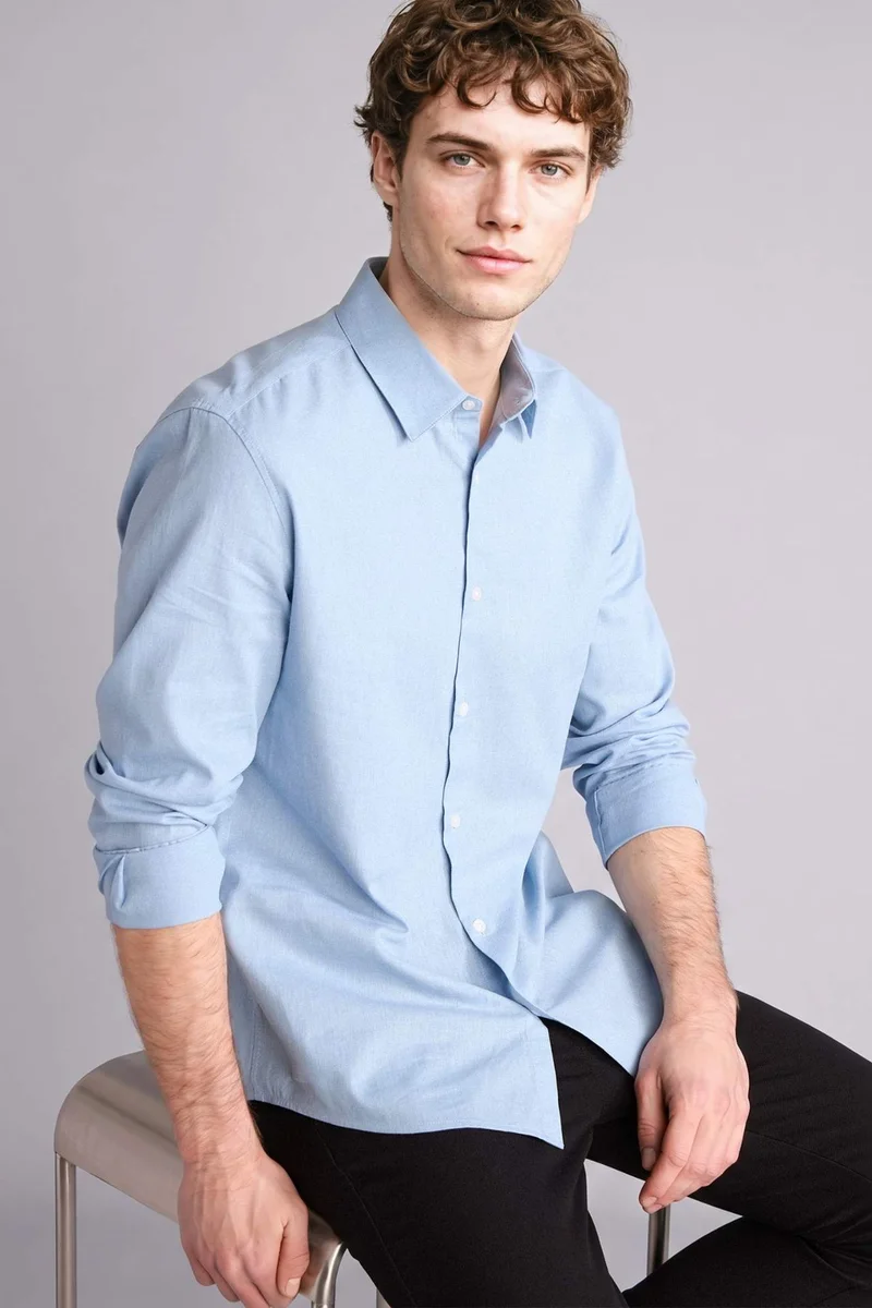 ديفاكتو Regular Fit Shirt Collar Linen Blended Long Sleeve Shirt