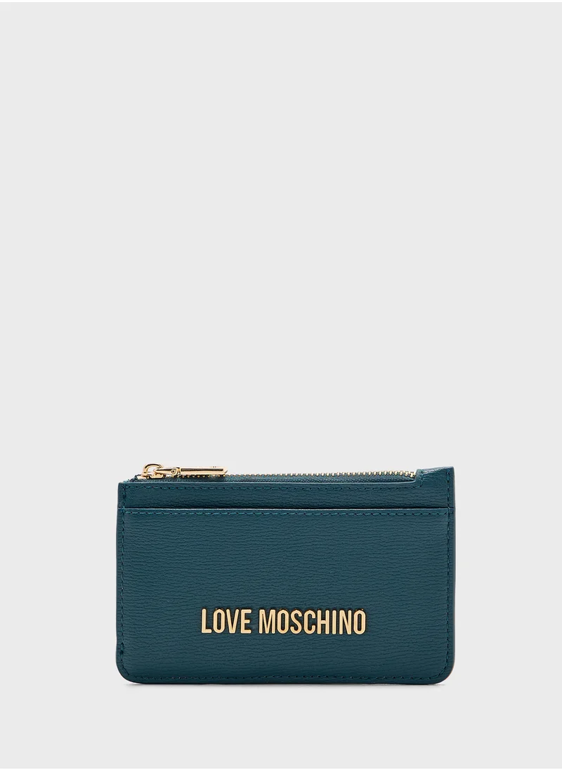 لوف موسكينو Logo Detailed Zip Over Wallet