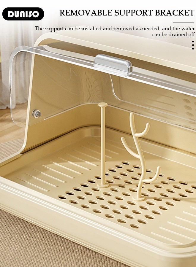 DUNISO حامل تجفيف زجاجات الأطفال مع صينية ماء قابلة للإزالة، منظم زجاجات الرضاعة الكبير مع غطاء، تخزين عمودي لزجاجات الأطفال، حاوية محمولة ومصفاة للزجاجات والإكسسوارات - Image 5