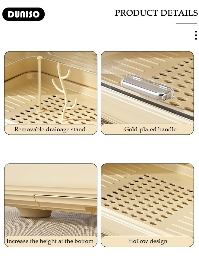 DUNISO حامل تجفيف زجاجات الأطفال مع صينية ماء قابلة للإزالة، منظم زجاجات الرضاعة الكبير مع غطاء، تخزين عمودي لزجاجات الأطفال، حاوية محمولة ومصفاة للزجاجات والإكسسوارات - Image 3