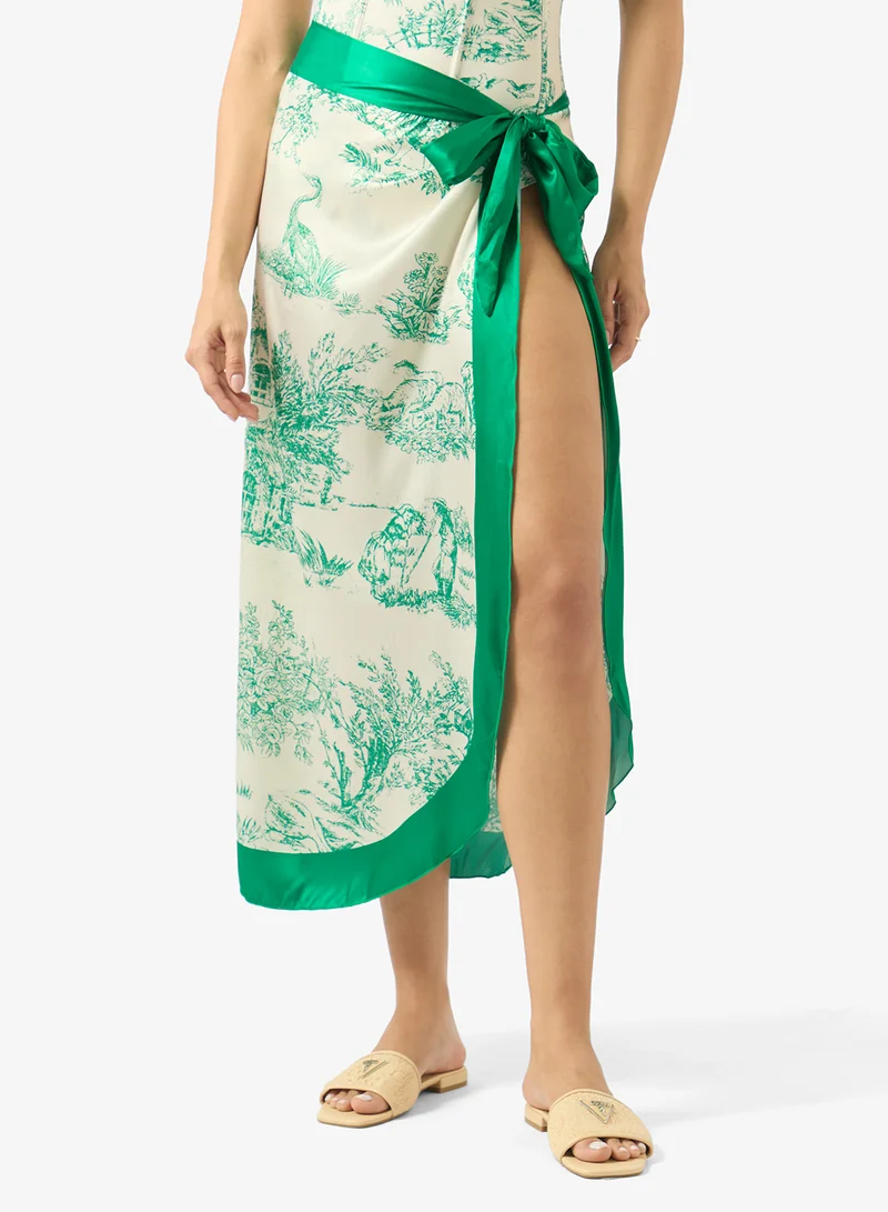 Soleira  Monochome Printed Swimsuit With Sarong for Women | Best Price UAE