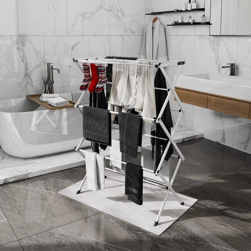 Rbitroise 3Tier Clothes Drying Rack  Drying Rack Clothing Foldable  Antirust Laundry Drying Rack Small Dry Rack for Clothes  Towel Rack for Storage  Use for Indoor  Outdoor  Black