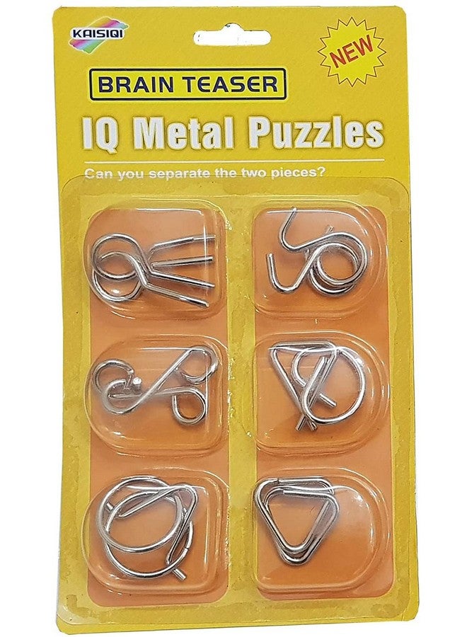 PLUSPOINT 6Pc Brain Teasers Metal Wire Puzzle Toys Metal Puzzle Toys For Gifts, Party Favors, Prizes, Disentanglement Puzzle Unlock Interlock Toys - Iq Puzzle Brain Teaser (6 Pc), Kids - Image 2