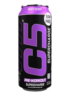 C5 Energy C5 Energy Drink Supercharge Mixed Berry Pre Workout - Sugar Free, Zero Calories, 200mg High Caffeine , Creatine - Beta Alanine - Citrulline Malate - High-Performance Pre-Workout Booster Supplement Pack of 12  - Image 2