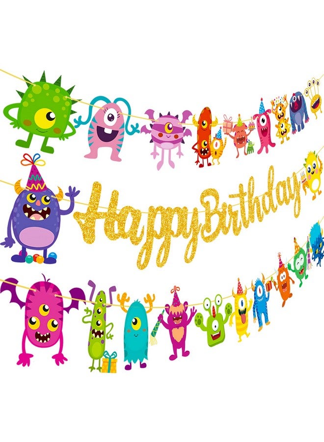 umoni Monster Bash Birthday Party Supplies - Little Monster Theme Party Banner Decorations for Kids - Image 1