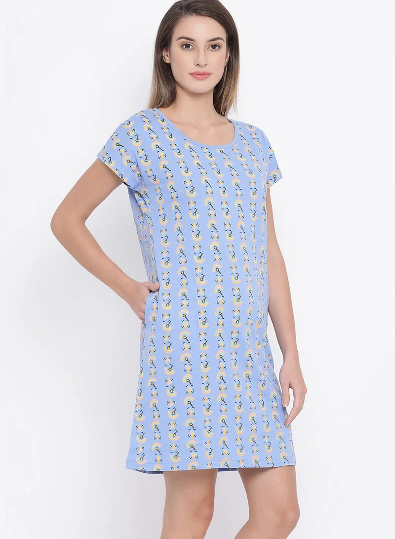 Clovia Printed Short Night Dress - Cotton