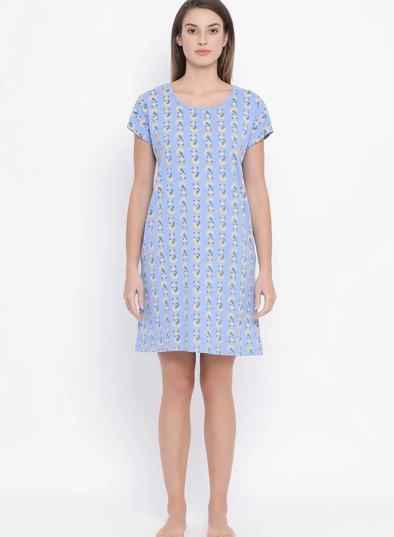 Clovia Printed Short Night Dress - Cotton