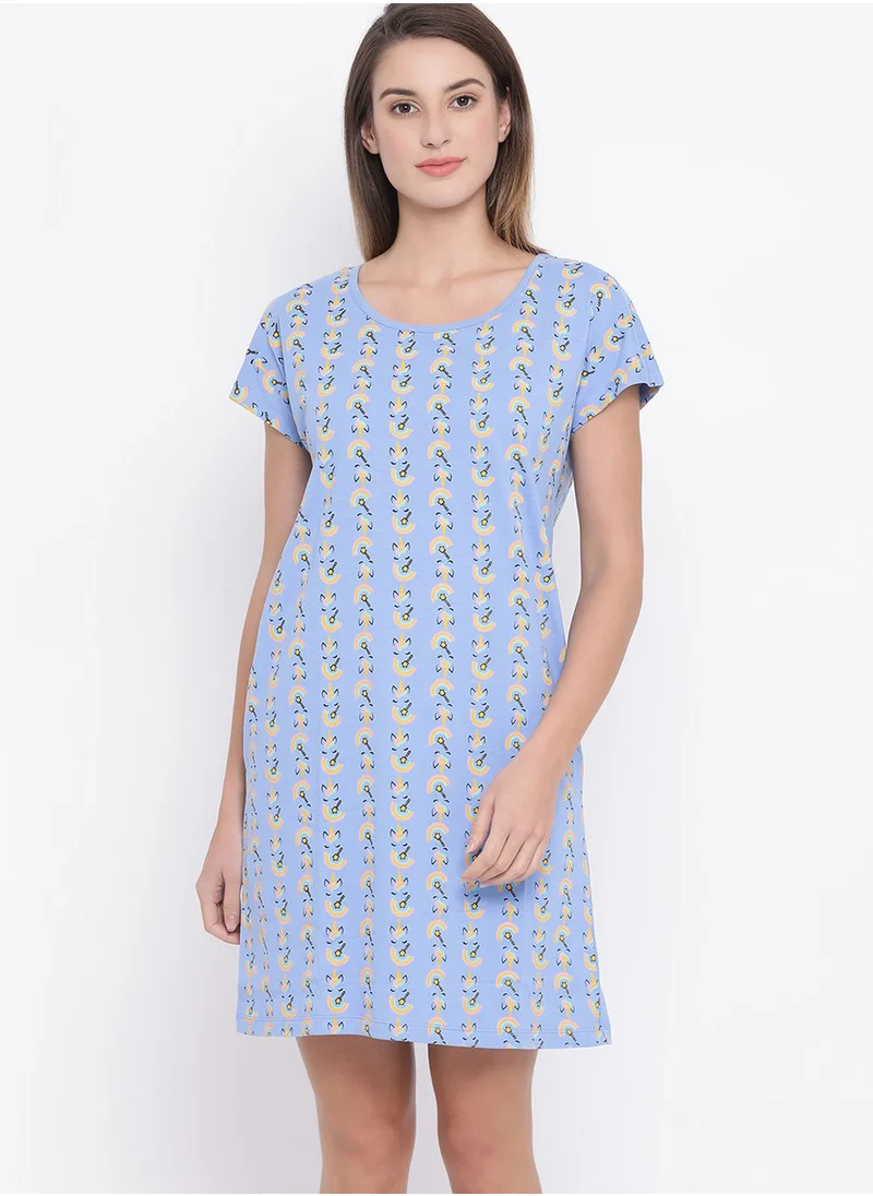 Clovia Printed Short Night Dress - Cotton