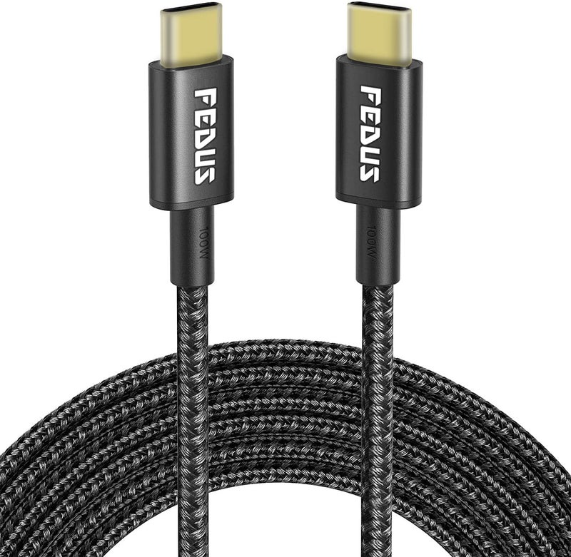 FEDUS Type C to Type C Fast Charging Cable USB 3.0 20V/5A Fast PD Charger 100W Output USB C to USB C Braided Cord Compatible with SSD Hard Drive,MacBook,i-Pad,Pixel,Galaxy (1.5 M),Black - Image 1