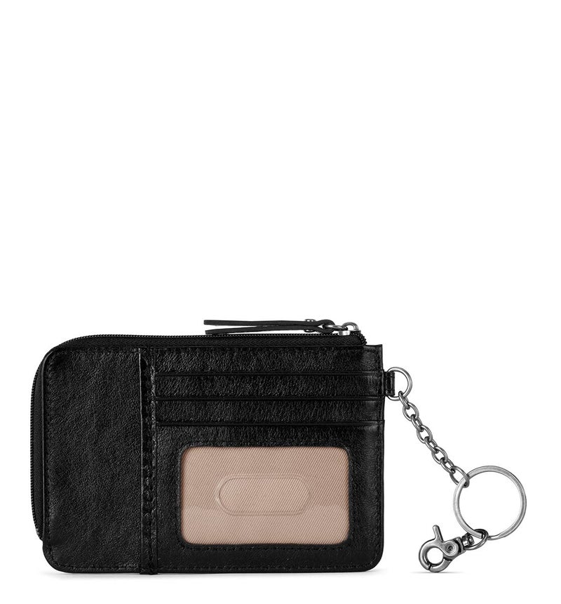 The Sak Iris Wallet in Leather, Elevated Card Holder with Keychain, Black Leaf Embossed II - Image 4