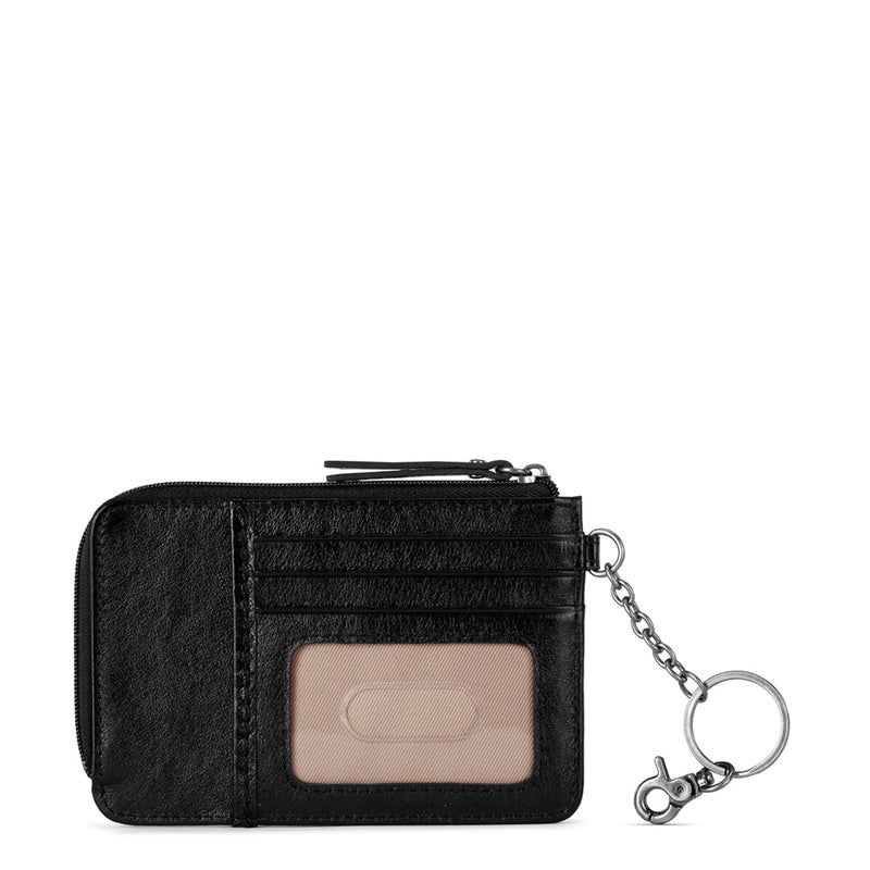 The Sak Iris Wallet in Leather, Elevated Card Holder with Keychain, Black Leaf Embossed II - Image 3