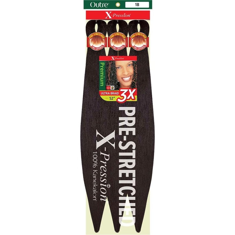 Outre XPRESSION 52 Inch 100 Kanekalon Fibers Flame Retardant Pre Layered Hot Water Setting Easy Crochet Exquisite Classic and Trendy  PRE STRETCHED BRAID 3X MOOSKBLU