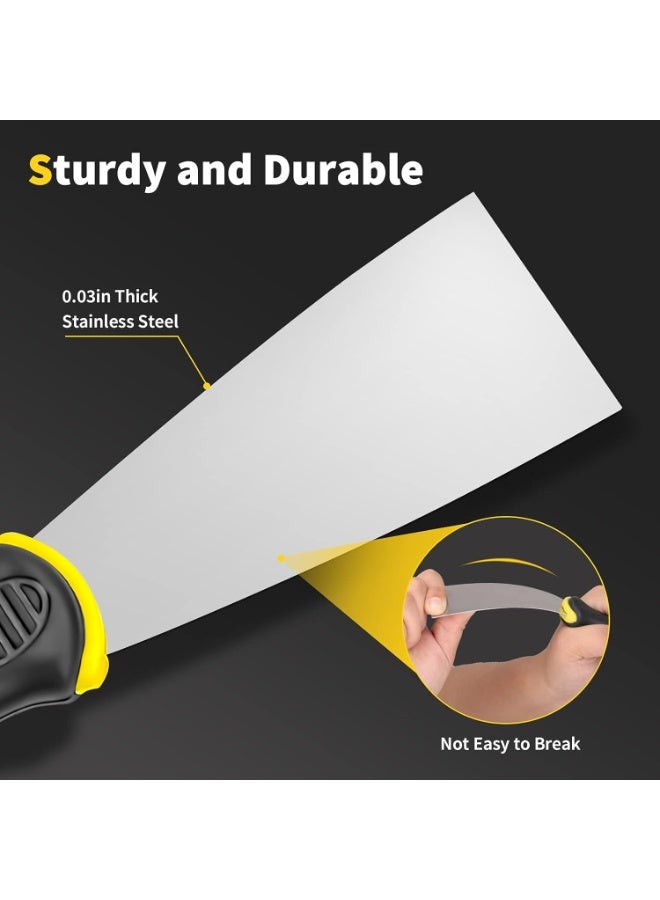 سكين الكعك ، مجموعة سكين الكعك 4 قطع (2 ، 3 ، 4 ، 5 بوصة) ، طلاء الفولاذ المقاوم للصدأ Sc ، أداة سكين الشريط لإصلاح الجدار الجاف ، إزالة ورق الجدران ، تطبيق الكعك ، الجص ، الأسمنت ، اللاصق - Image 5