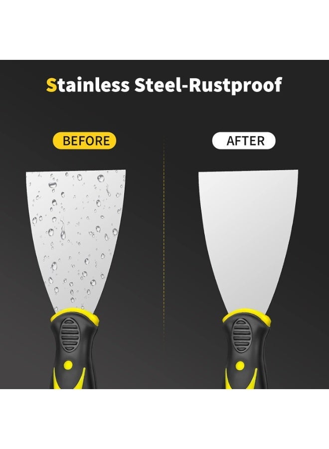 سكين الكعك ، مجموعة سكين الكعك 4 قطع (2 ، 3 ، 4 ، 5 بوصة) ، طلاء الفولاذ المقاوم للصدأ Sc ، أداة سكين الشريط لإصلاح الجدار الجاف ، إزالة ورق الجدران ، تطبيق الكعك ، الجص ، الأسمنت ، اللاصق - Image 2