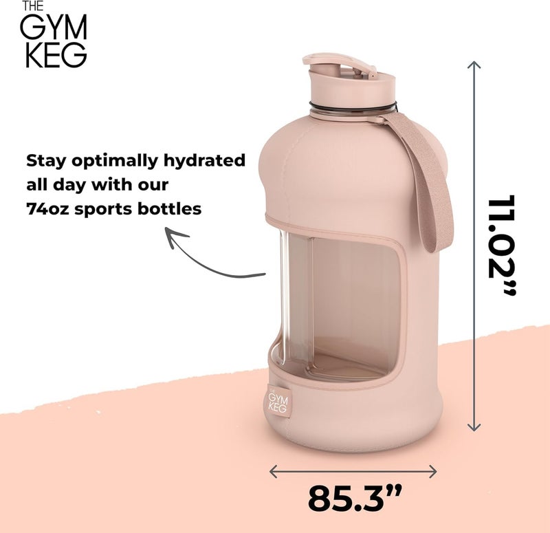 ALCOACH THE GYM KEG Sports Water Bottle Insulated | Half Gallon | Carry Handle | Big Water Jug For Sport | Large Reusable Water Bottles | Ecofriendly, Tritan (Pink) - Image 3